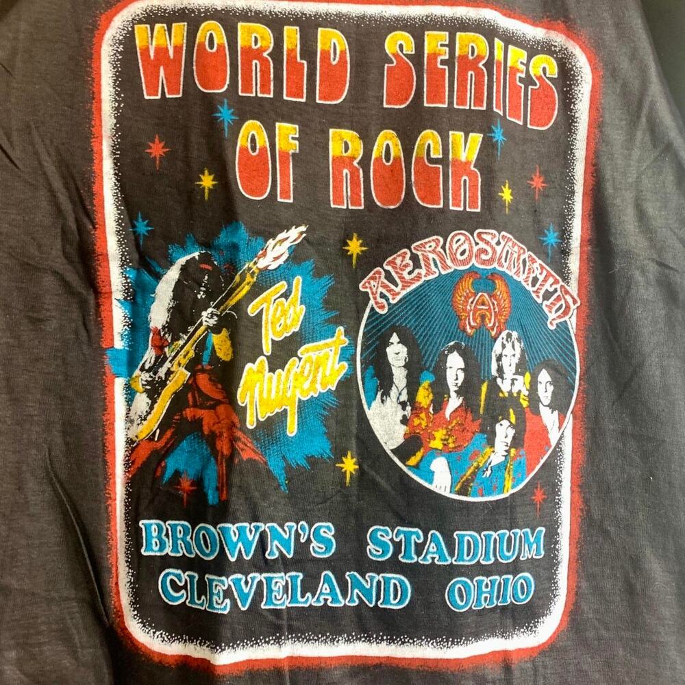 vintage 1979 AEROSMITH JOURNEY AC/DC World Series Of Rock double sided tee shirt